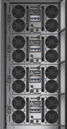 Gros plan sur les Kempower Power Modules installés dans une Power Unit